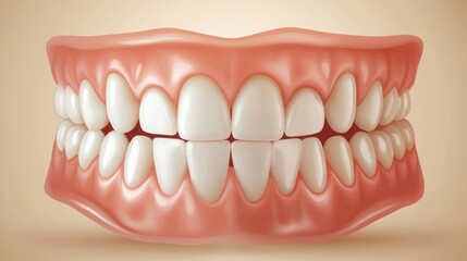 Obraz premium A realistic vector showcasing bright, healthy white teeth with a protective fluoride layer, symbolizing decay prevention and overall dental health. 