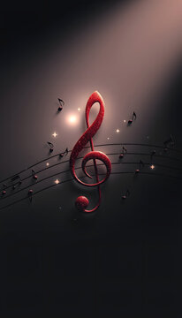 treble love and music notes isolated with white highlights, png