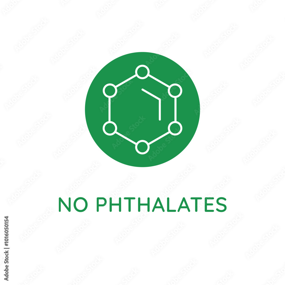 Poster Vector line design element, badge and icon for food and cosmetics packaging in mono linear style - no phthalates