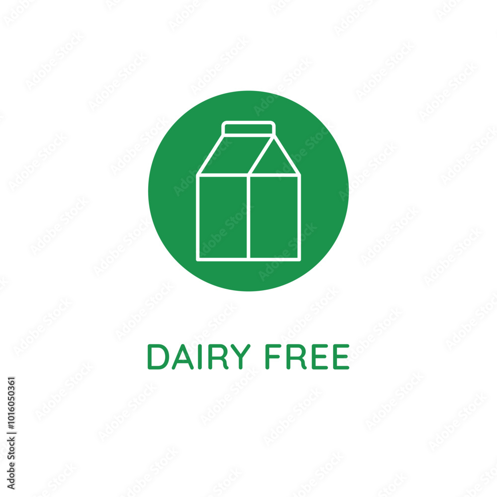 Aufkleber Vector line design element, badge and icon for food and cosmetics packaging in mono linear style - dairy free