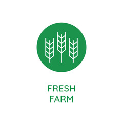 Vector line design element, badge and icon for food and cosmetics packaging in mono linear style - fresh farm