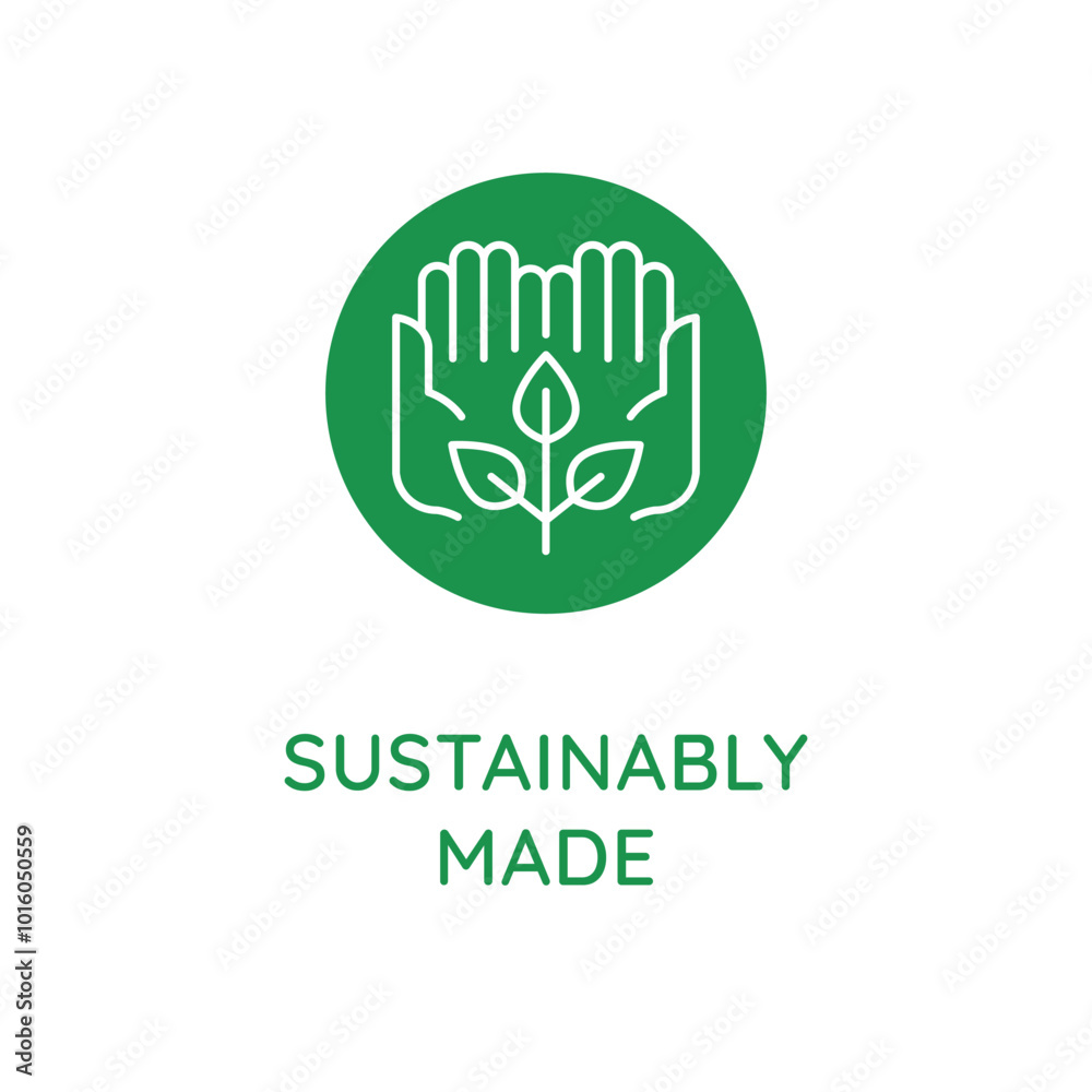 Aufkleber Vector line design element, badge and icon for food and cosmetics packaging in mono linear style - sustainably made