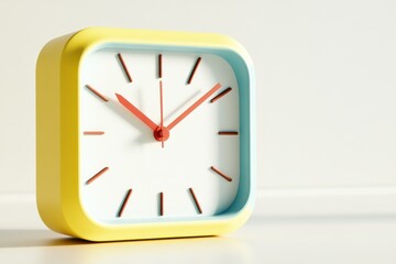 Colorful Clock Icon Featuring Blue and Yellow with Red Hands
