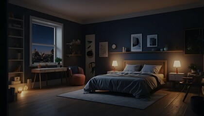 Home room night frist time lighting effect mode image.