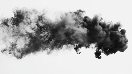 Abstract environmental pollution wallpaper featuring a black cloud of ink on a white background, representing air pollution and toxicity in striking visual detail, perfect for desktop and digital art 