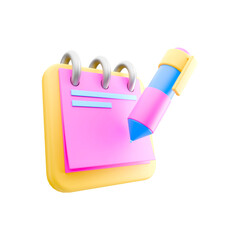 3d icon notebook and pen with no background