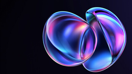 3D render graphic of translucent bubbles overlapping over a dark background.