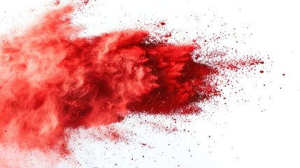 Red Powder Explosion Against White Background