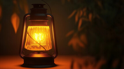 Soft, warm light from a vintage lantern in a dimly lit space, evoking a sense of calm.