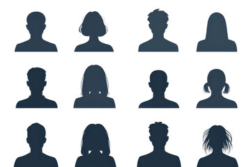 Silhouettes of diverse people represent unity in diversity. Perfect for projects needing anonymity and inclusivity. Bold and versatile design.