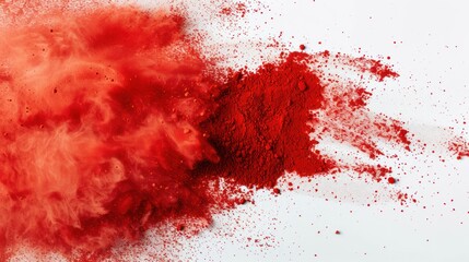 Red Powder Explosion on White Background