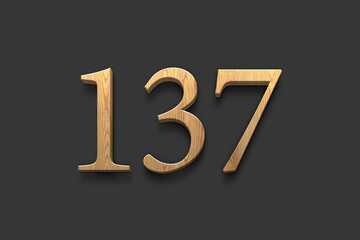 3D wooden logo of number 137 on dark grey background.