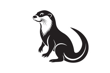 Otter silhouette vector illustration, Otter silhouette vector