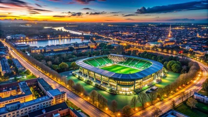 Aerial Night View of Weserstadion in Bremen Before Bundesliga Match - Urban Exploration Photography