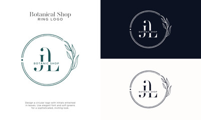 Elegant Botanical Circle initial Logo Collection, Enchanting Leaf and Floral Designs for Your Brand
