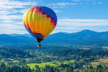 Naklejka premium A big, colorful hot air balloon soaring over Grants Pass