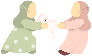 Little girls fighting over toys