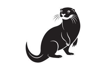 Otter silhouette vector illustration, Otter silhouette vector