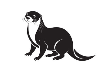 Otter silhouette vector illustration, Otter silhouette vector