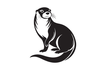 Otter silhouette vector illustration, Otter silhouette vector