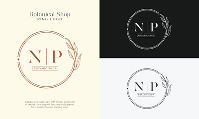 Elegant Botanical Circle initial Logo Collection, Enchanting Leaf and Floral Designs for Your Brand
