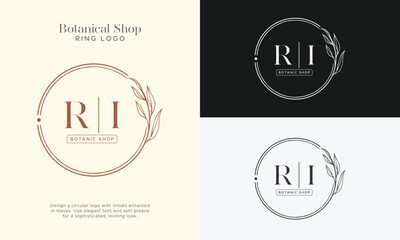 Elegant Botanical Circle initial Logo Collection, Enchanting Leaf and Floral Designs for Your Brand
