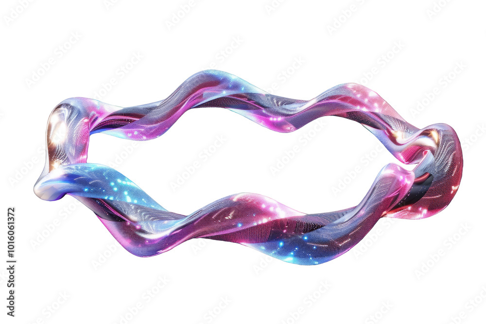 Wall mural Transparent wave ribbon loop with holographic glow