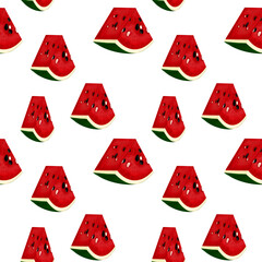 Seamless watermelon pattern featuring juicy slices on a vibrant background, perfect for summer designs