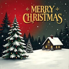 Fototapeta premium Christmas card with house