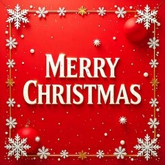 MERRY CHRISTMAS Red And White Theme Greeting Card