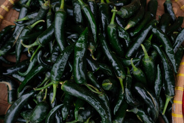 Fresh green chilies are available in shopping places