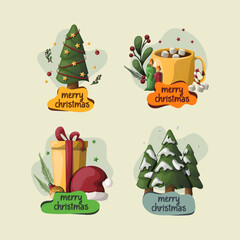 vector christmast greeting sticker collection