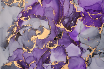 Swirls of color and veins of metallic gold form a flowing, abstract design, sense of movement and transformation. Fluid art, organic shapes and liquid ink textures, create of luxury and natural beauty