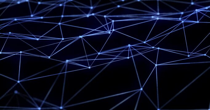 Abstract trembling web background, chaotic Plexus pattern, sharp movement of connected lines. Concept precarious balance, neural networks, artificial intelligence, internet