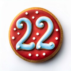 Decorated cookie, number 22, image for birthday or anniversary celebration