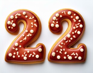 Decorated cookie, number 22, image for birthday or anniversary celebration
