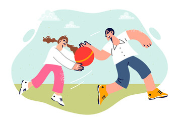 Family vacation and ball game of dad and daughter enjoying opportunity to have active recreation