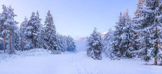 Ski resort Bansko, Bulgaria, slope panorama