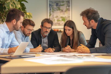 Fototapeta premium business professionals working on a project as a team in the office for work to show teamwork