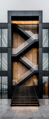 Fototapeta premium Modern Architectural Design Elegant Staircase in Contemporary Building