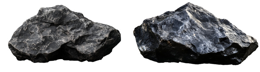 
A rugged basalt rock isolated on transparent PNG.
