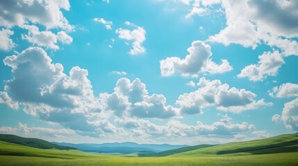 Obraz premium Stunning Rolling Hills Landscape under a Clear Blue Sky for Promotional Use