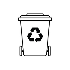 Wheelie bin outline icon. Waste clipart isolated on white background