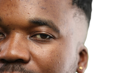 Obraz premium Man's face, close-up, on a white background