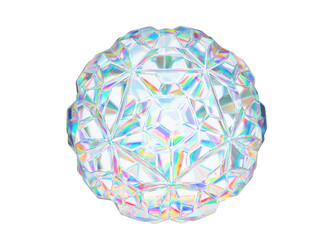 Faceted spherical glass shape with prism highlights
