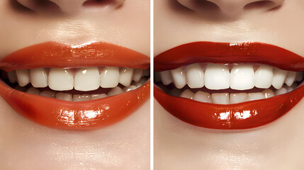 Obraz premium close up view of Charming female smile with dazzling white teeth Highly Detailed Isolated On white Background