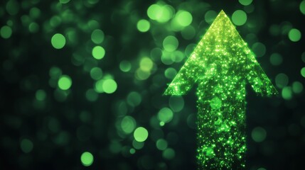 A green arrow pointing upwards. This icon is often used to represent uploading, upgrading, or growth.