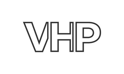 VHP logo design template with strong and modern bold text. Initial based vector logotype featuring simple and minimal typography. Trendy company identity.