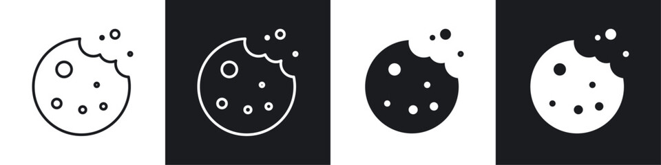 Cookie vector icon set in black and white