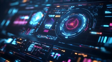 Fototapeta premium abstract technology ui futuristic concept hud interface hologram elements of digital data chart, communication, computing and circle percent vitality innovation on hi tech future design background. 